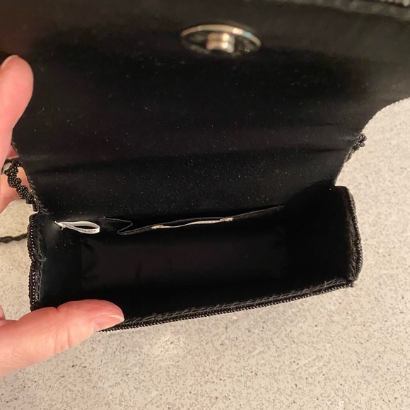 Vintage black beaded evening bag clutch purse box - Picture 7 of 10